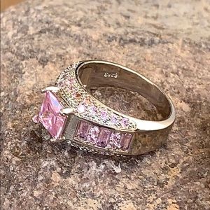 Sterling Silver Lab created Pink Ring